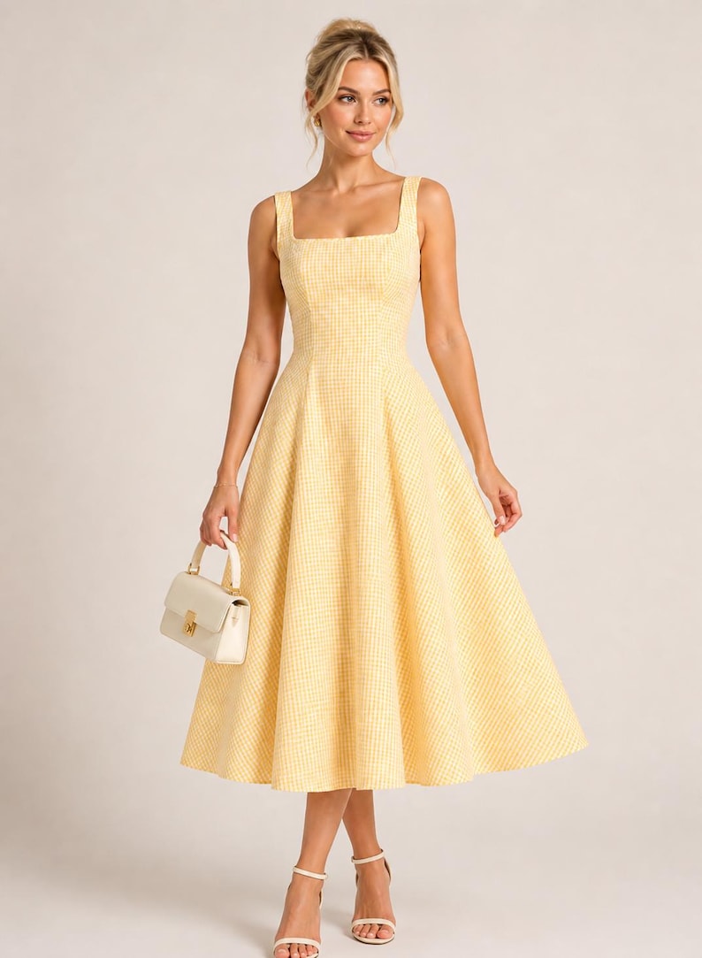 Square Neck Midi Dress Sewing Pattern, Cottagecore Milkmaid Sundress ( – illenaii