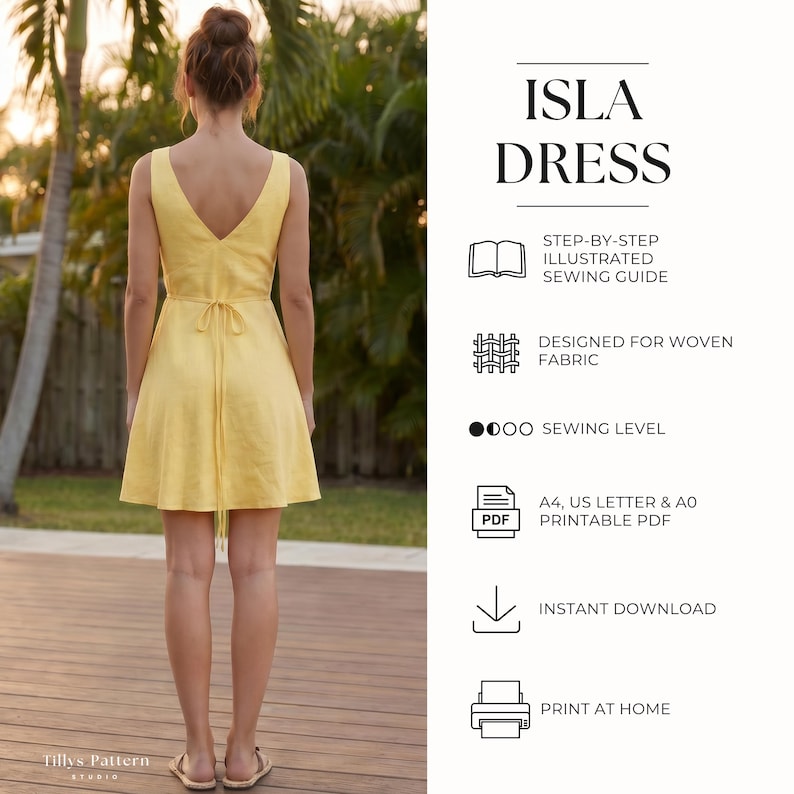 Mini Slip Dress Sewing Pattern| V-Neck Bias Cut Dress| Plus Size Sewing Pattern| Summer Dress| Linen Dress| Dress Sewing Tutorial| US 0-22
