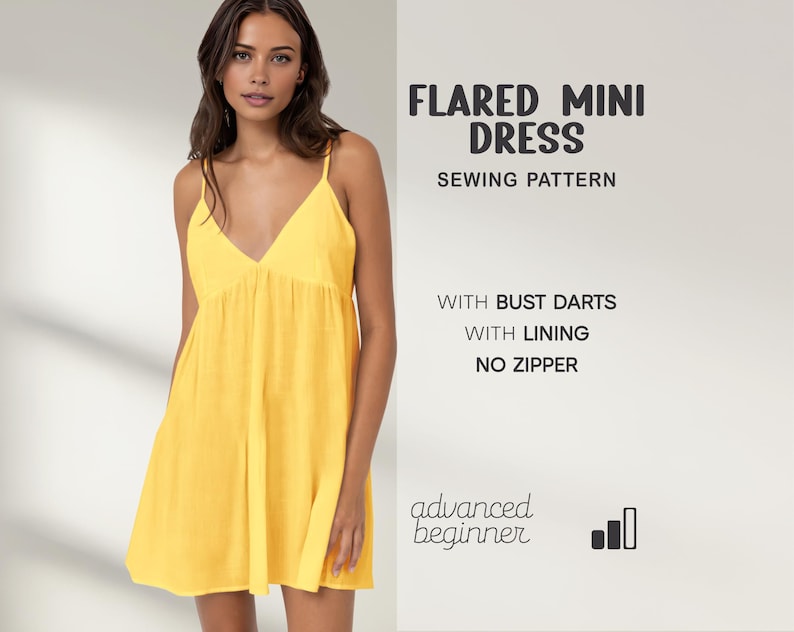 Flared Dress Sewing Pattern For Women Sundress PDF Pattern XS - 4XL, Summer Dress Pattern, Plus Size Dress , Slip Dress, Instant Download