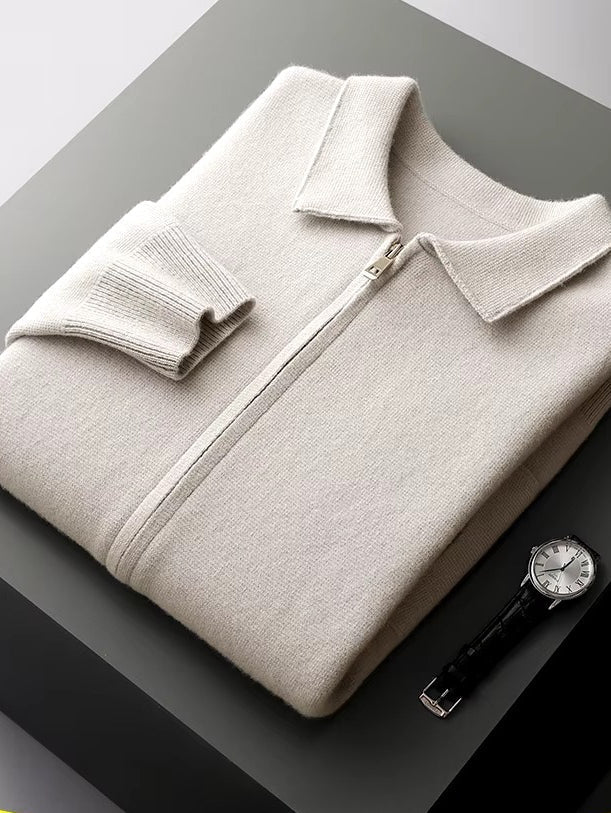 Salto Men's Merino Zip-Up Sweater – Smart Casual Knit