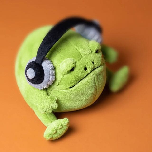 Plush Frog Toy with Headphones – 21cm