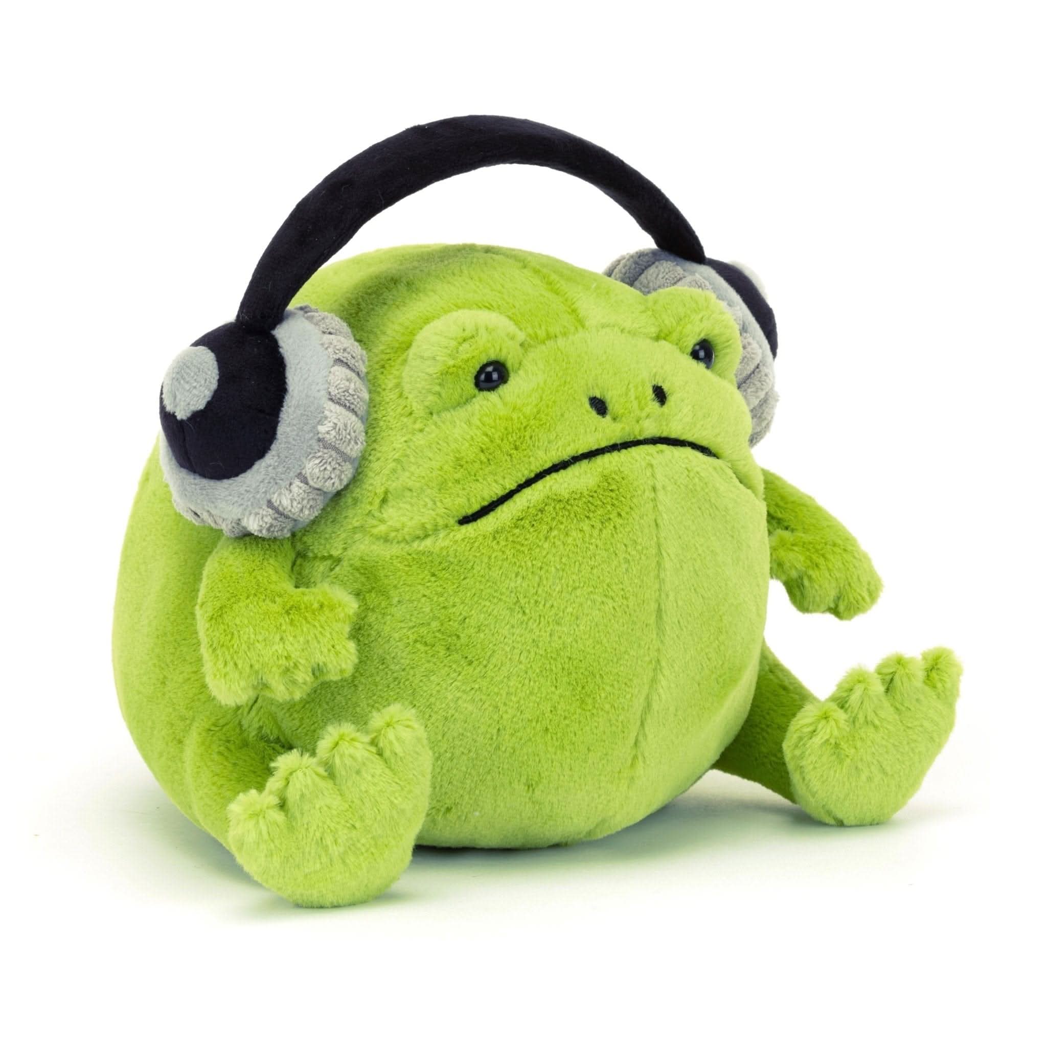 Plush Frog Toy with Headphones – 21cm