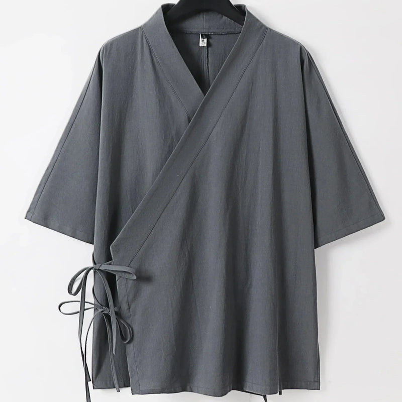 Japanese-themed Minimal Plain Men’s Kimono Jacket