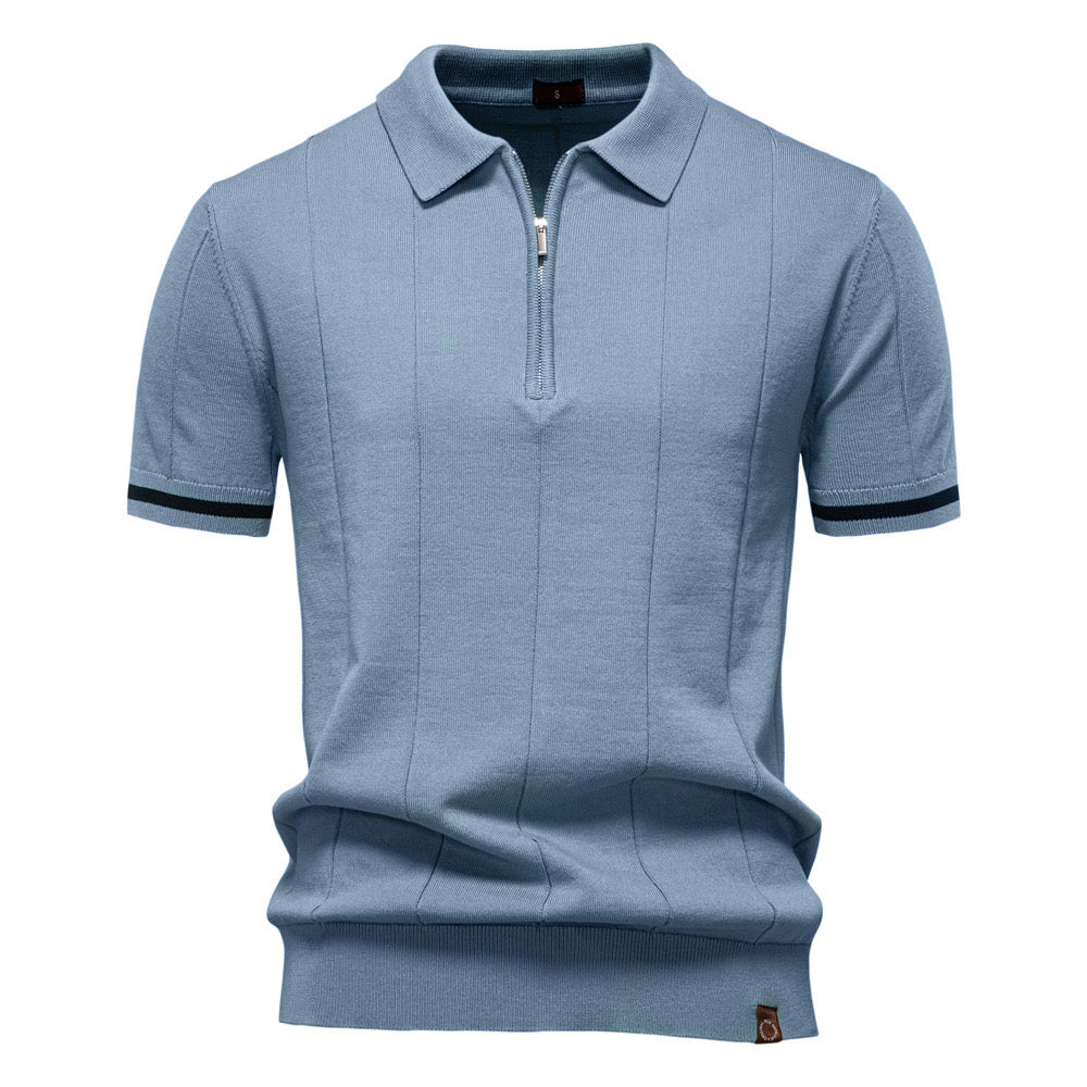 Torino Men's Quarter-Zip Polo Shirt – Short Sleeve Slim Fit