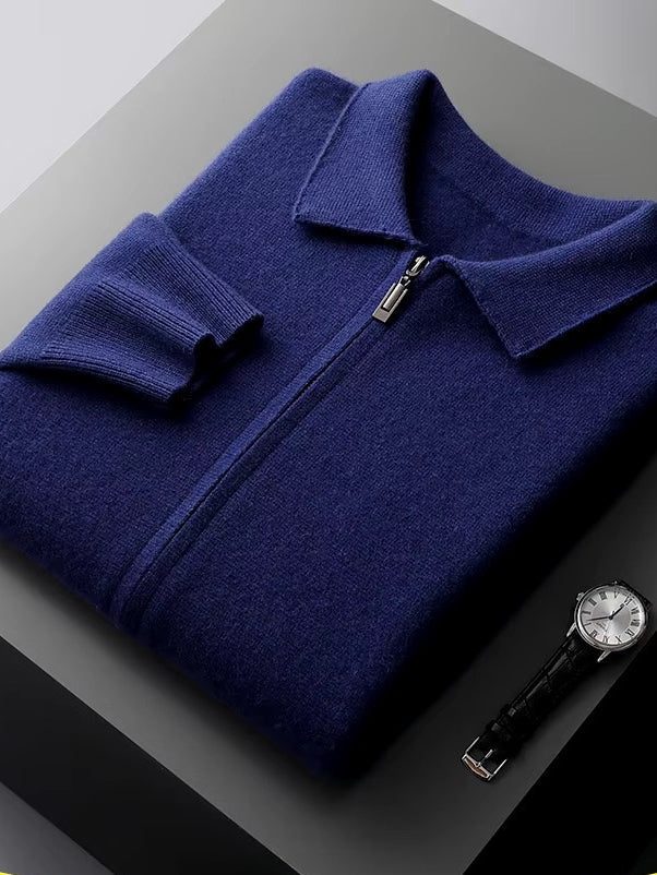 Salto Men's Merino Zip-Up Sweater – Smart Casual Knit