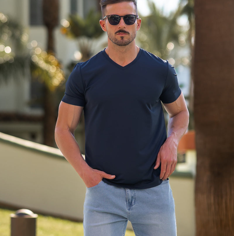 Verso Men's V-Neck T-Shirt – Slim Fit Short Sleeve