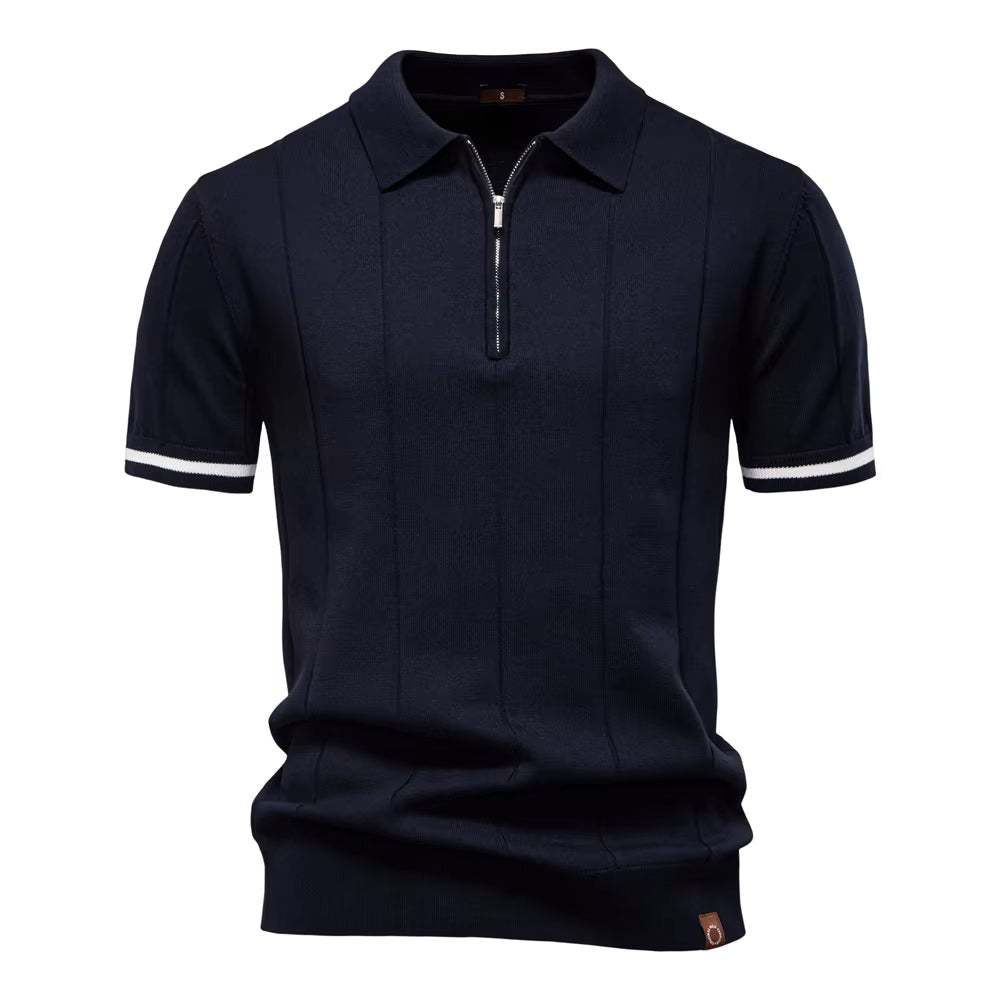 Torino Men's Quarter-Zip Polo Shirt – Short Sleeve Slim Fit