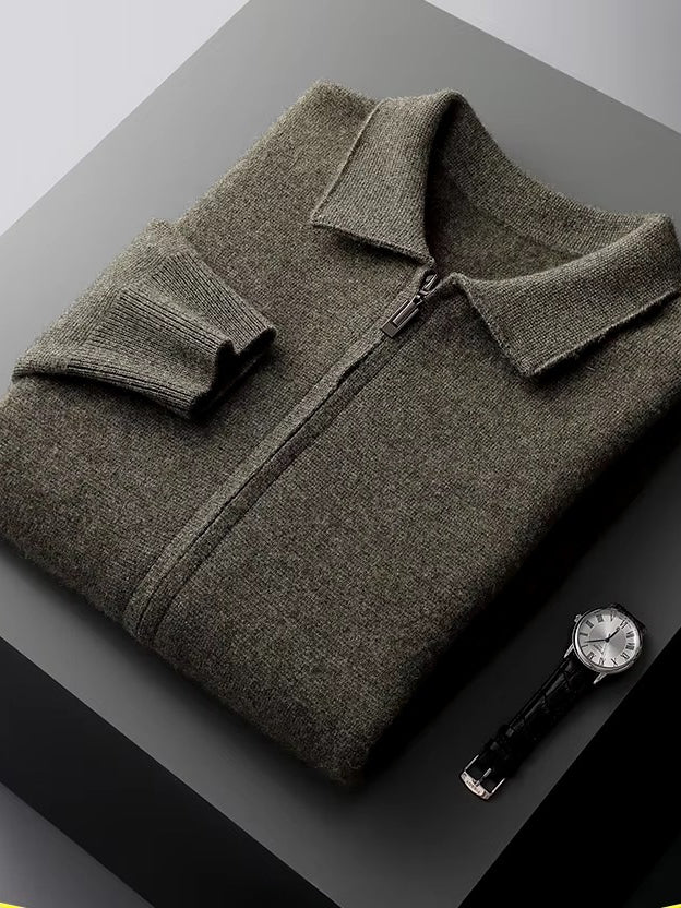 Salto Men's Merino Zip-Up Sweater – Smart Casual Knit