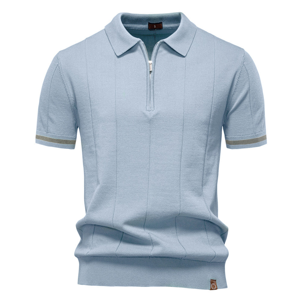 Torino Men's Quarter-Zip Polo Shirt – Short Sleeve Slim Fit