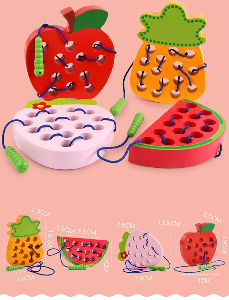 Montessori Educational Wooden Toys – Worm Eat Fruit