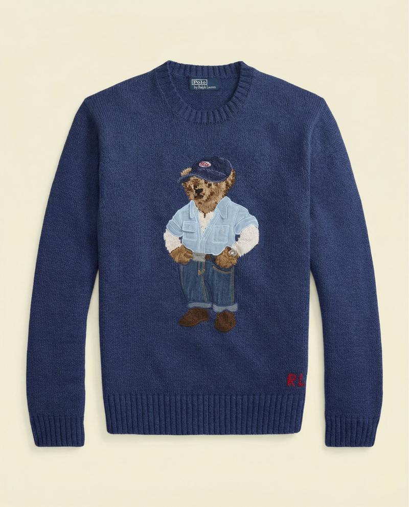 RL Polo Bear Denim Knit Sweater