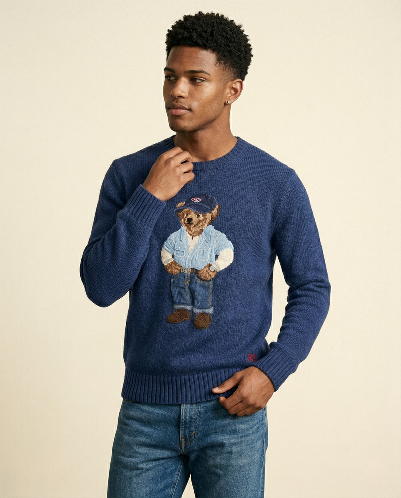 RL Polo Bear Denim Knit Sweater