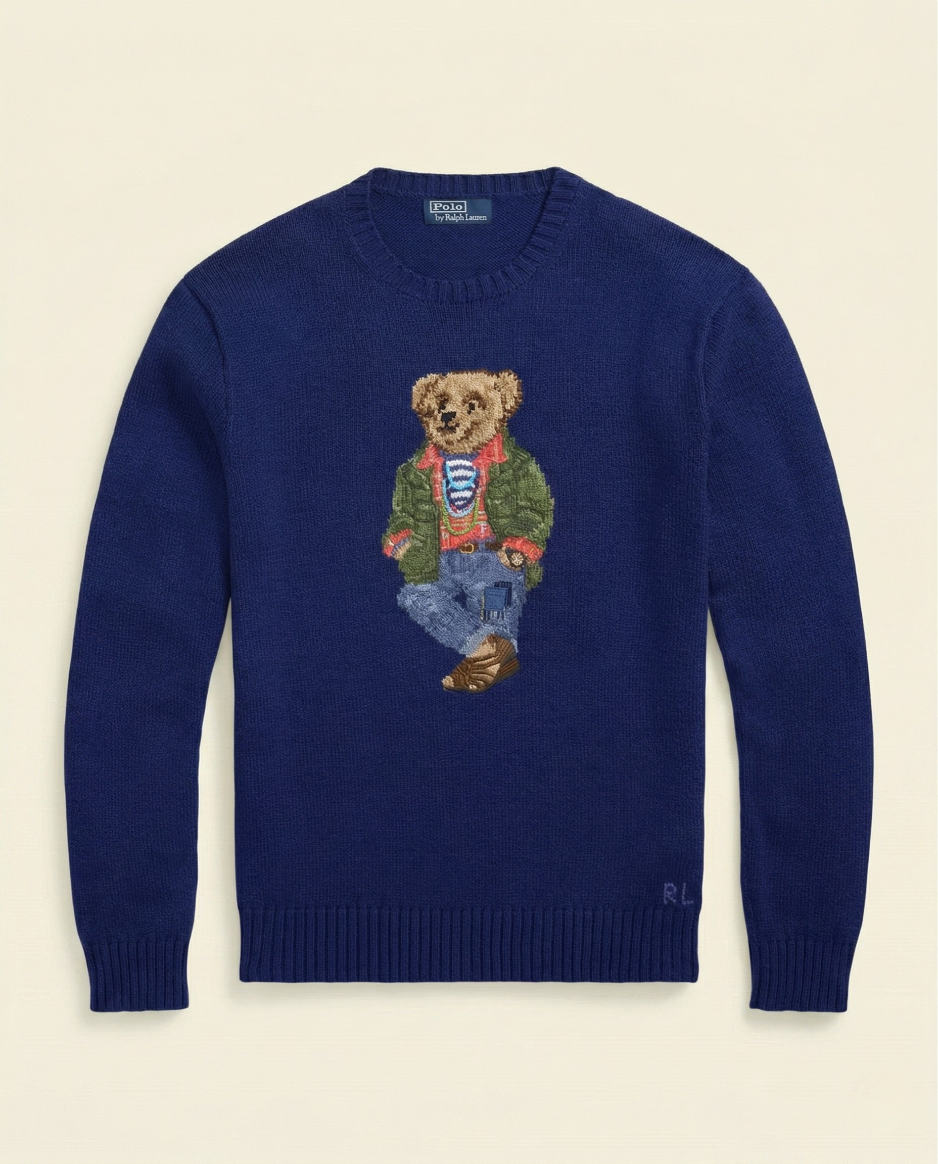 RL Polo Bear Indigo Knit Sweater