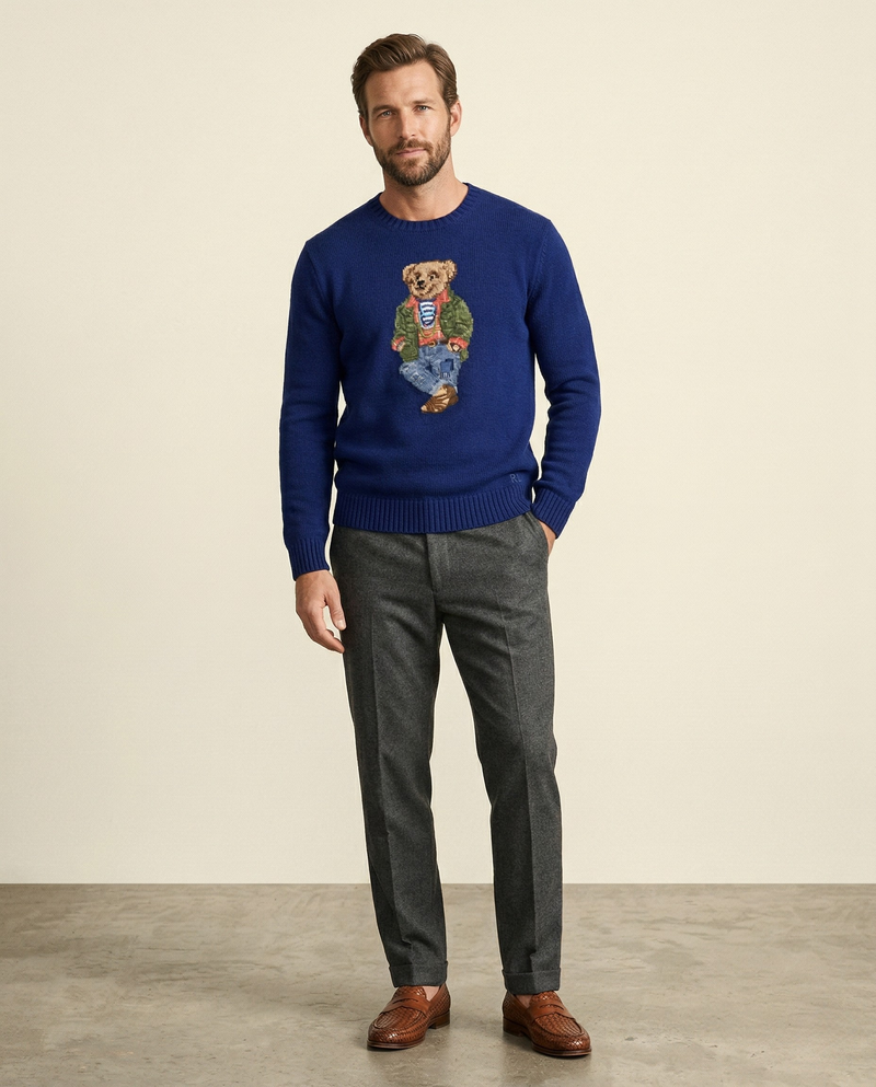 RL Polo Bear Indigo Knit Sweater