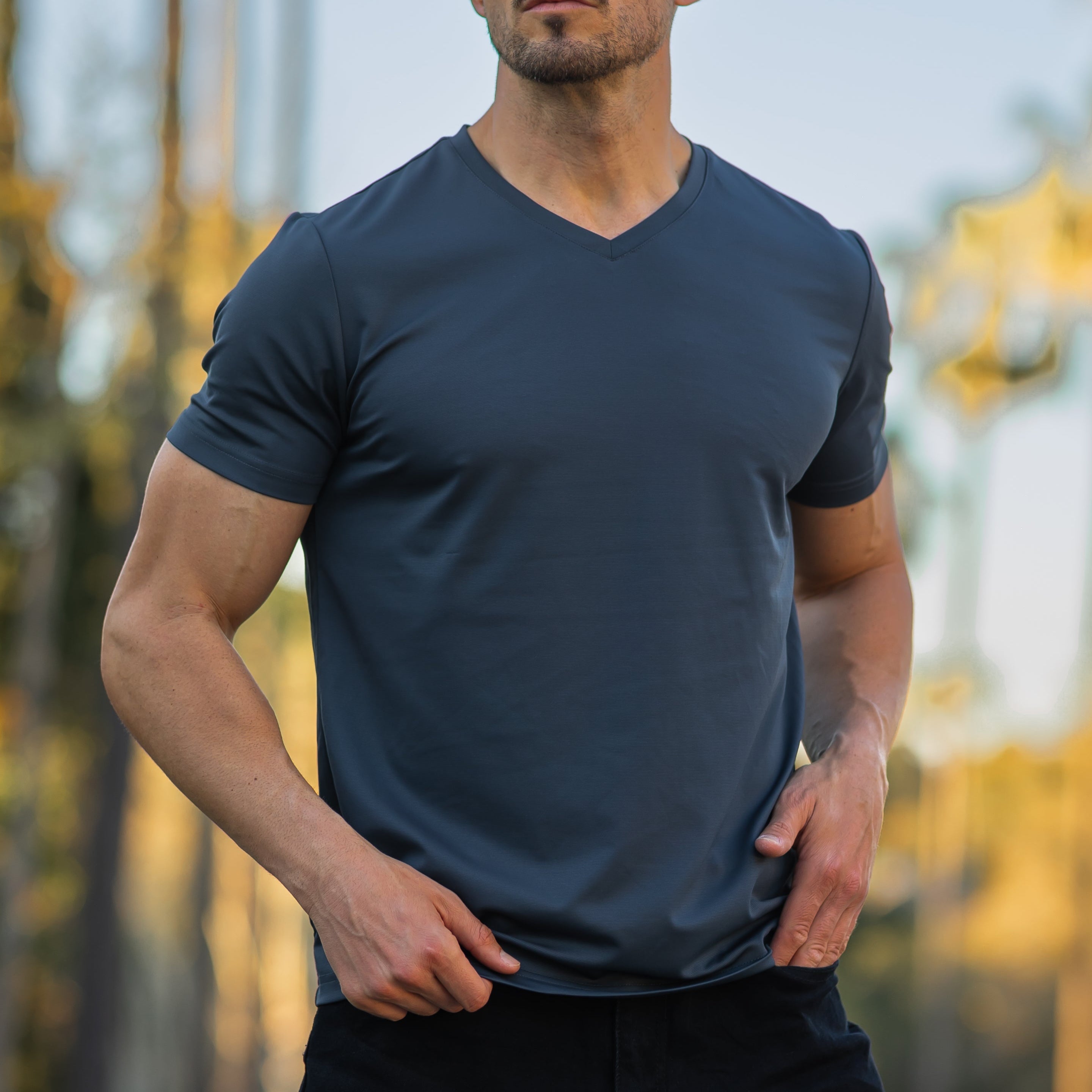 Verso Men's V-Neck T-Shirt – Slim Fit Short Sleeve