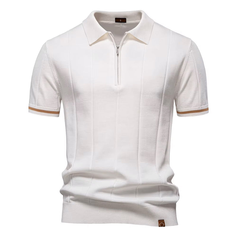 Torino Men's Quarter-Zip Polo Shirt – Short Sleeve Slim Fit
