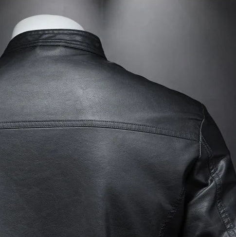 Nero Men's PU Leather Biker Jacket – Slim Fit Stand Collar